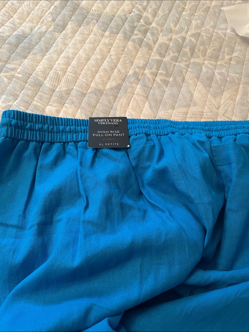 Simply Vera Vera Wang Bright Royal Blue High-Rise Linen Pull-On Pants - Picture 14 of 16